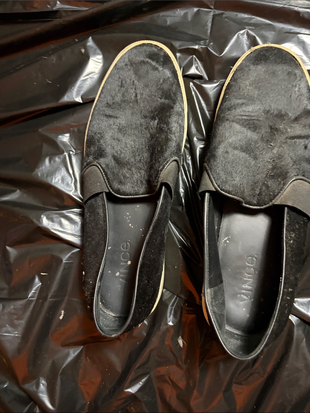 Vince Black Pony Hair Slip-On Loafers